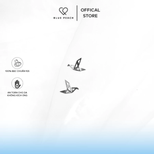 Khuyên Tai Bạc Blue Peach Hạc Đá KT341