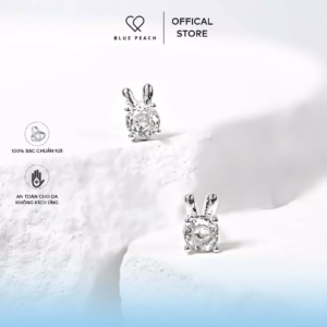 Khuyên Tai Bạc 925 Blue Peach KT Tai Thỏ V1 KT693