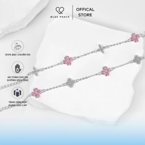 Alternative view of Lắc Tay Bạc 925 Blue Peach LT Cỏ 4 Lá Hoa 4 Cánh Đá Moonstone LT775 LT923