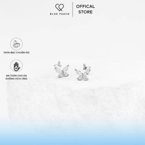 Khuyên Tai Bạc 925 Blue Peach KT Butterfly Cánh Đá - WG KT783